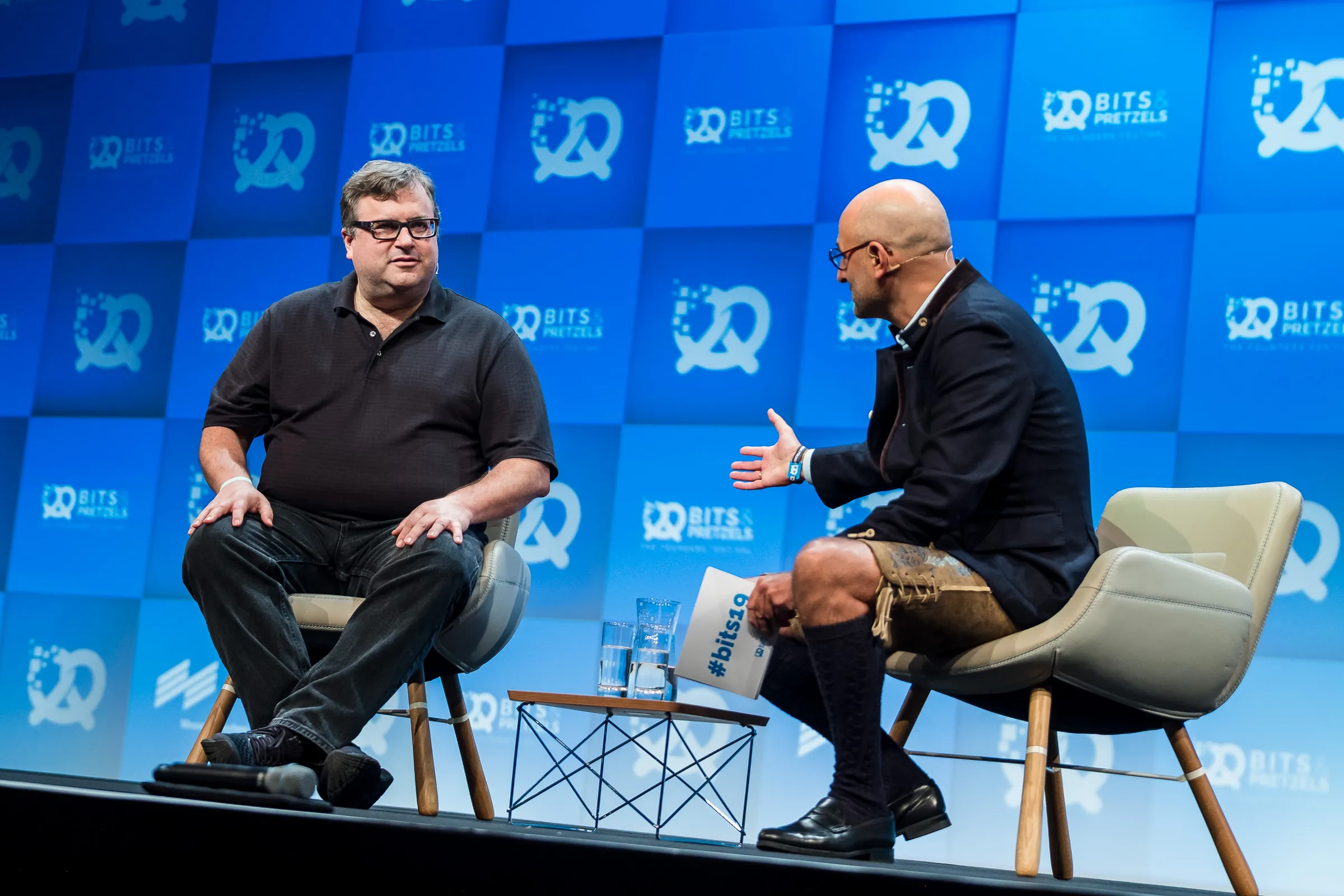Bits & Pretzels 2019 - Reid Hoffman in conversation with the host on stage