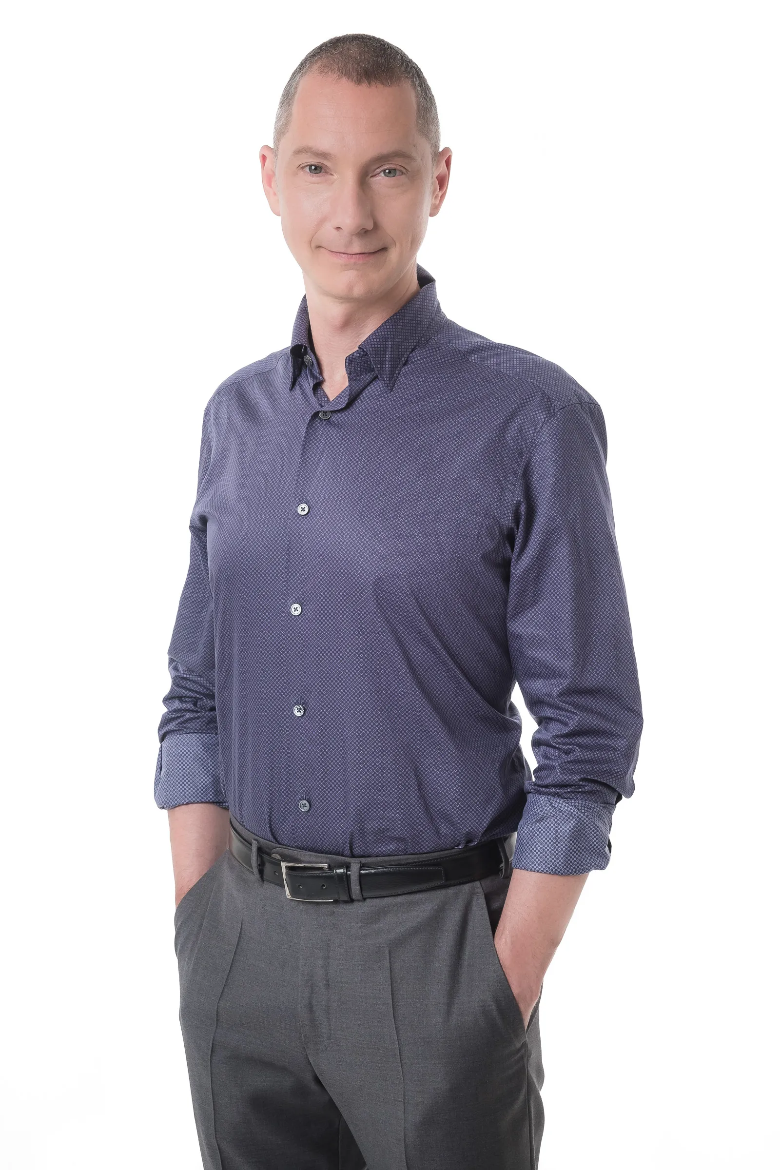 Borys Lozhkin Headshots - Casual open-collar portrait, white backdrop