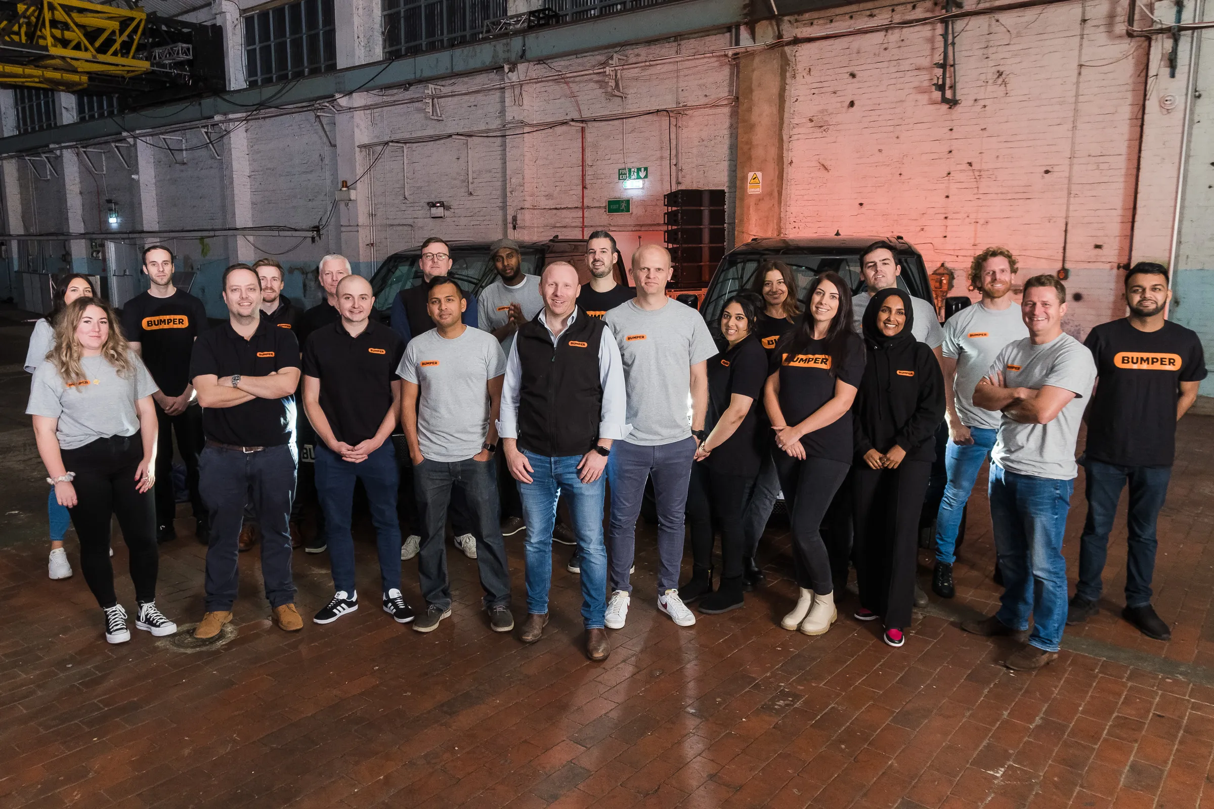 Bumper Team Photography - Full team group shot, warehouse venue