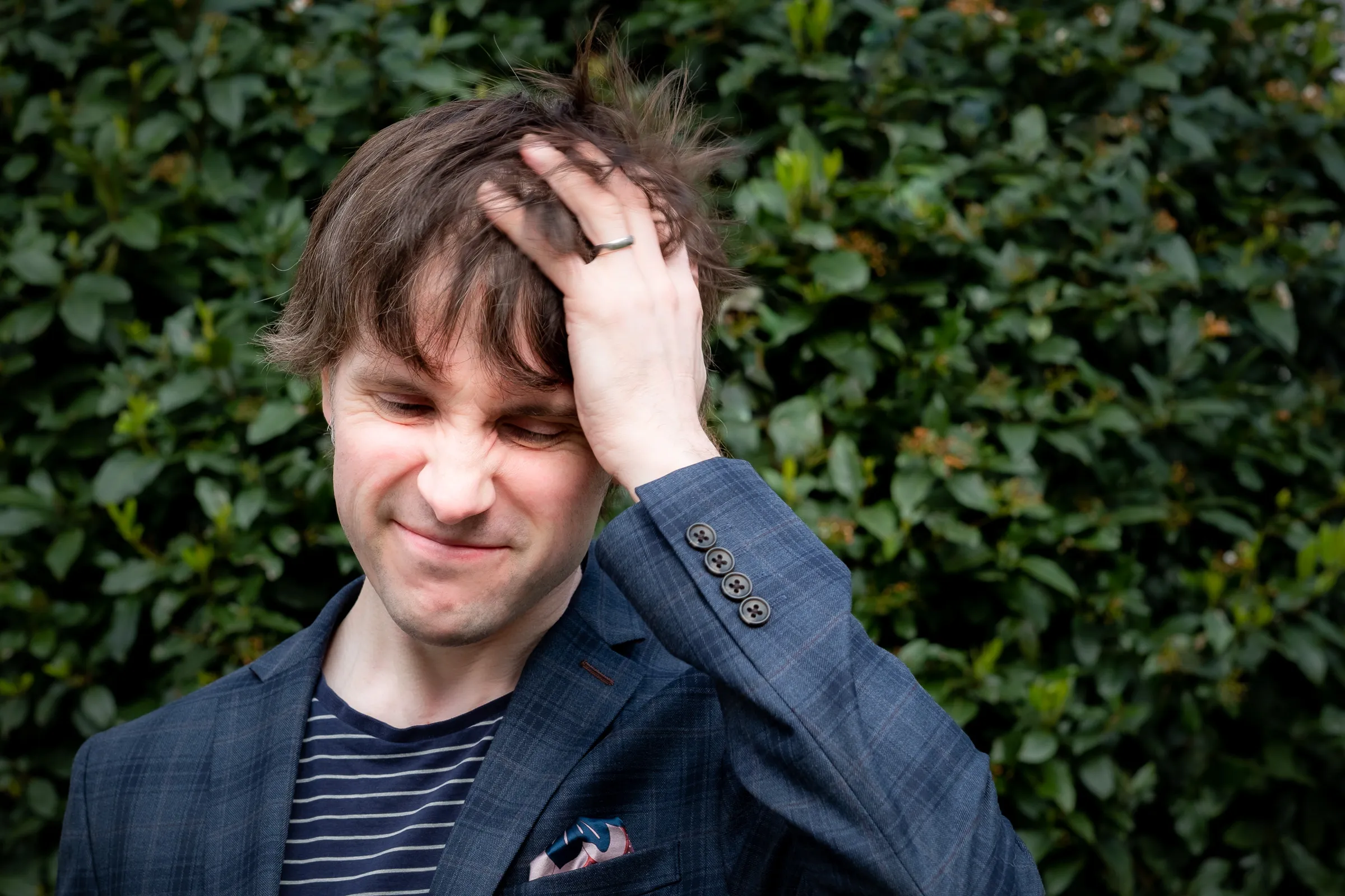 Martin Bryant Personal Branding Headshots - Candid moment against greenery