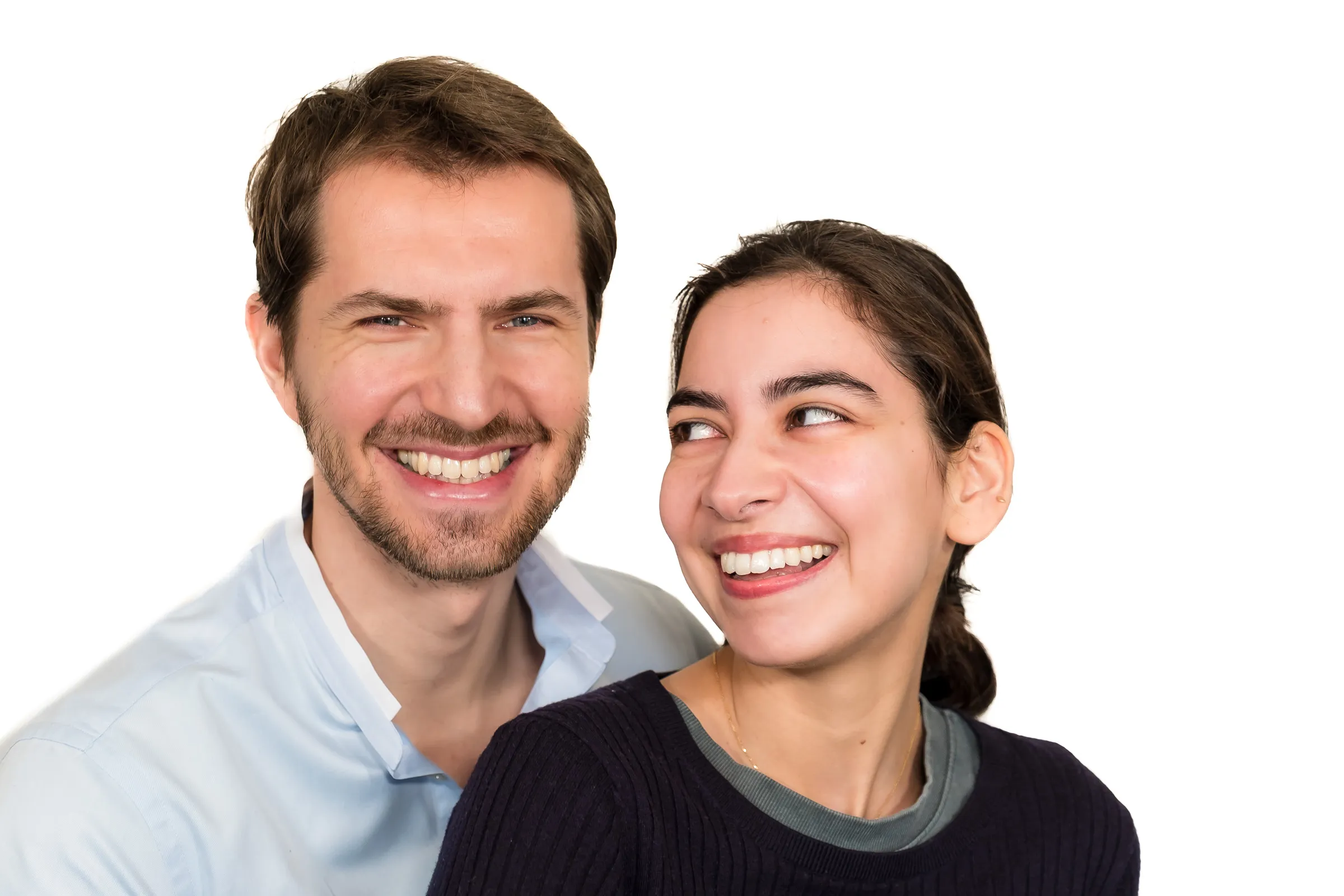 Martin Rajcan Headshots - Couple's portrait with his partner, white backdrop