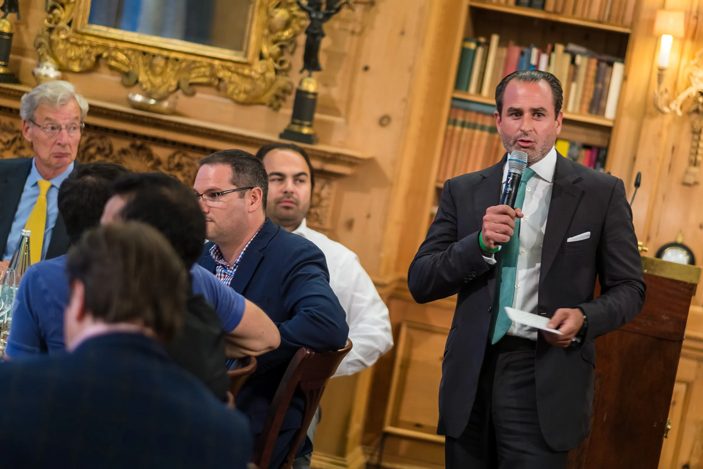 NOAH Berlin Speakers' Dinner - A guest asks Peter Thiel a question during the Q&A