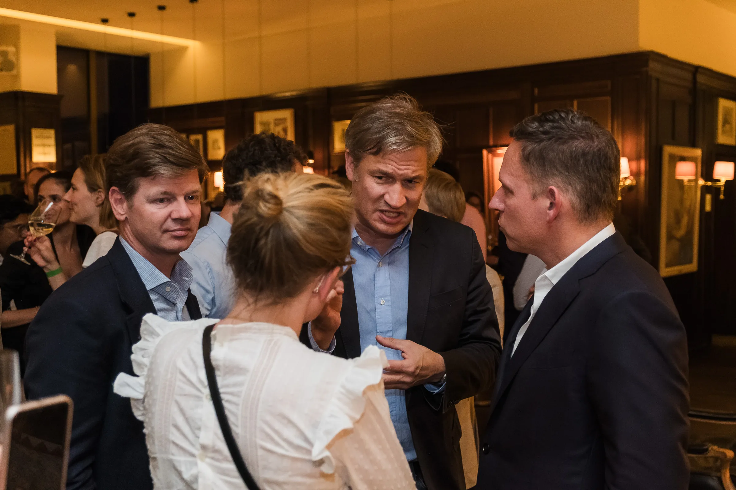 NOAH Berlin Speakers' Dinner - Peter Thiel in conversation with guests during the evening reception