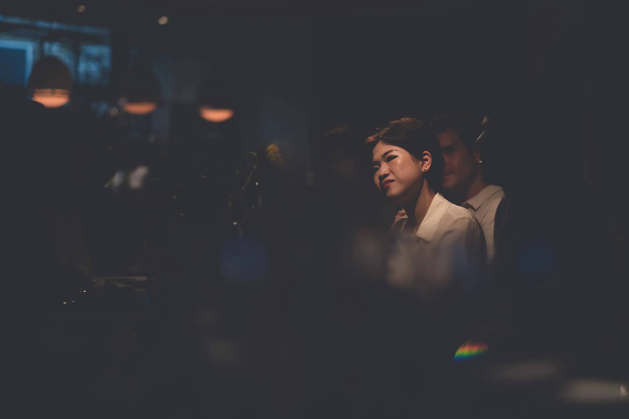 Planet A Ventures London Dinner - Low-light ambient portrait with lens flare